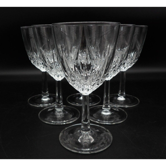 Set of 6 Diamant Claret Wine Glasses by Cristal D'Arques-Durand Diamond Cut - Picture 1 of 6